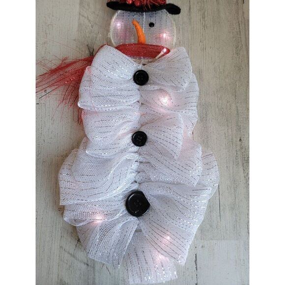 Unique snowman bow light up hanging Top Hat Xmas - Picture 3 of 9